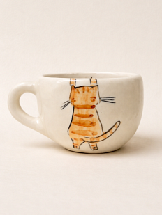 Кружка ручной работы НАДО ЖЕ с росписью «Котики с клубком», белая, керамика, 350 мл