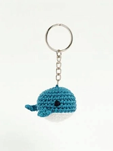 Вязаный брелок, обвес на сумку DARI DARI «Кит», голубой, 4 см