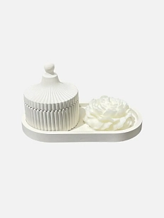 Подарочный набор со шкатулкой и большой свечой «Пион»