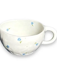 Кружка ручной работы «Цветочки», голубая, керамика, 400 мл