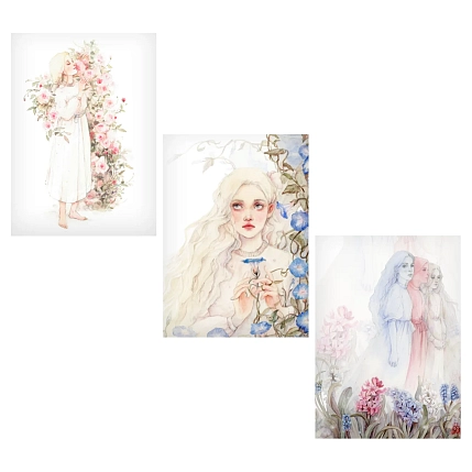 Набор открыток с иллюстрациями Викторовой Оксаны №1, 3 шт., фото 1.