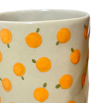 Кружка ручной работы с росписью Мандаринки, высокая, керамика, 350 мл, фото 3.