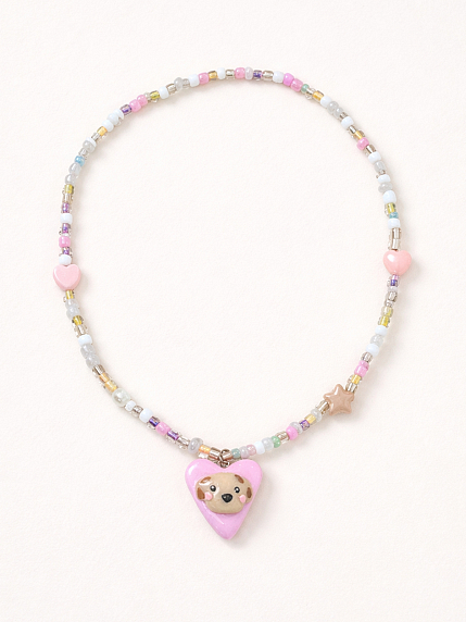 Чокер ручной работы с сердечком «Собачка», полимерная глина, бисер, фото 1.