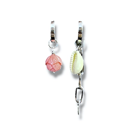 Асимметричные серьги-конструкторы Бур.Мур mini «Цепочка и бусина», латунь, керамика, фото 1.