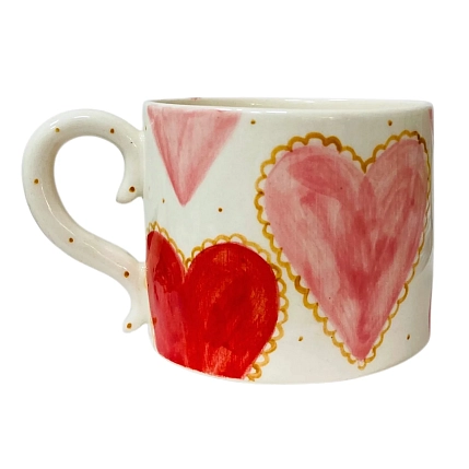 Кружка ручной работы прямая Чашки и поцелуи «Сердца», полуфарфор, 250 мл, фото 2.