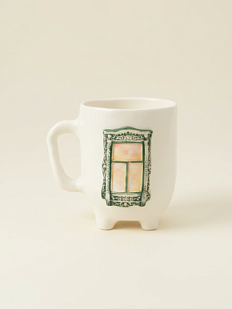 Кружка ручной работы на ножках Быкова керамика «Окно с зелеными ставнями», 250 мл