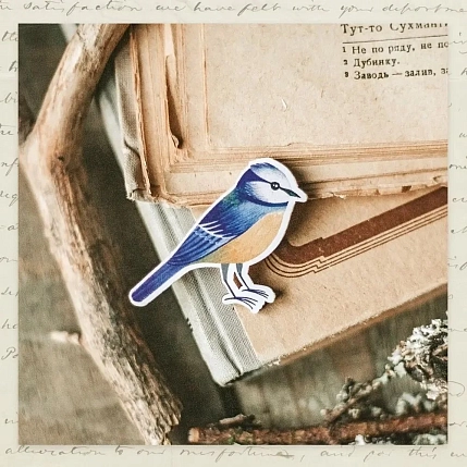 Брошь «Лазоревка», дерево, фото 2.