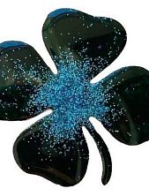 Брошь ручной работы «Клевер», чёрная с синим, дерево