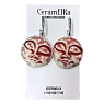 Серьги КерамЕлКа «Лица», фарфор, бело-бордовые, превью фото 1