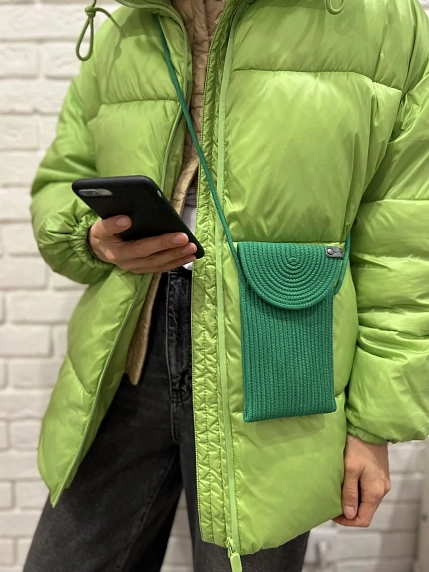 Сумка для телефона с клапаном, коричневая, фото 2.