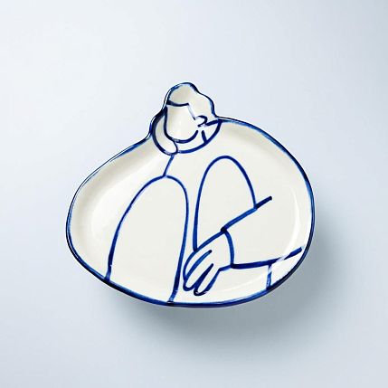Фигурная тарелка ручной работы «Приятель», полуфарфор, 21 см, фото 3.