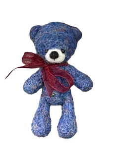 Брошь ручной работы Синий мишка, шерсть