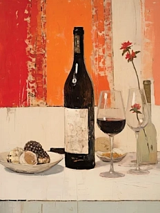 Постер интерьерный DARI DARI «Натюрморт с вином», А4