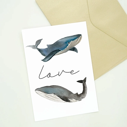 Открытка DARI DARI «Love» пара китов, А6, фото 2.