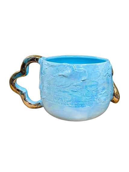 Кружка ручной работы Барыня «Облако», голубая, 380 мл, керамика, фото 3.
