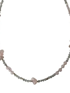 Чокер ручной работы из розового кварца, лабрадора и гематита