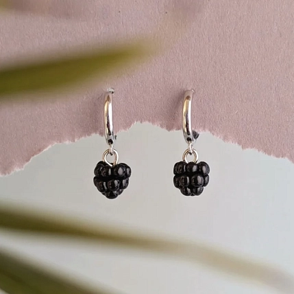 Серьги-конго Подарки руками «Ежевика», полимерная глина, фото 3.