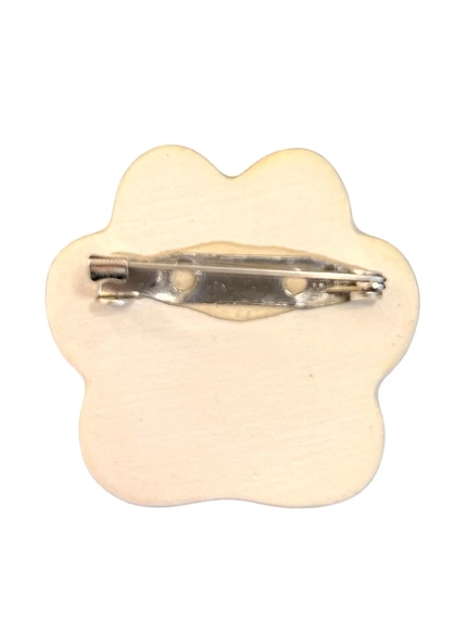 Брошь ручной работы «Кошачья лапка», керамика, бело-розовая, фото 3.