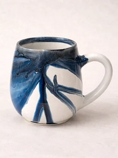 Кружка ручной работы с разводами Кафель «Исландия», бело-синяя, керамика, 500 мл