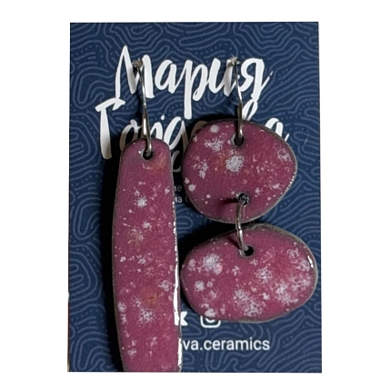 Серьги Мария Гордеева ассиметричные составные, керамика, пурпурные, фото 1.