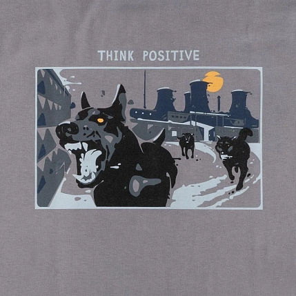Оверсайз футболка Barking Store «Think positive», XL муж., серый, фото 2.
