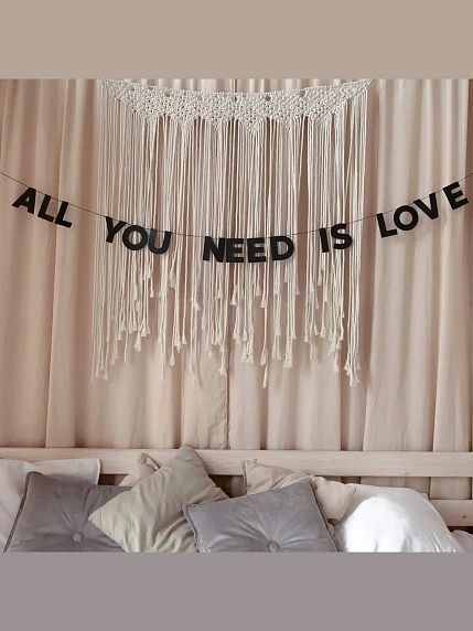 Бумажная гирлянда из букв Tak.sebe.prazdnik «ALL YOU NEED IS LOVE», чёрная, картон, 240 г/м², фото 2.