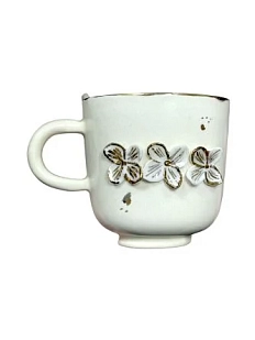 Кружка ручной работы «Золотистые цветочки», фарфор, 180 мл