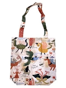 Сумка шоппер Забористый текстиль «Пир драконов», хлопок, бежевый