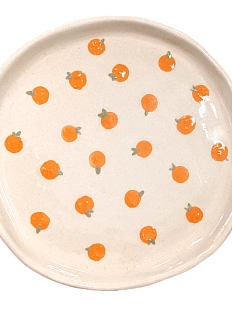 Тарелка ручной работы Малёма с росписью «Мандаринки», керамика, 15 см