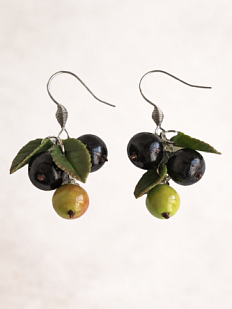 Серьги «Черная смородина», полимерная глина