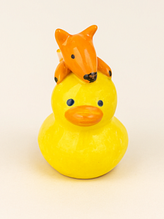 Керамическая фигурка Уточка с лисёнком, 7 см