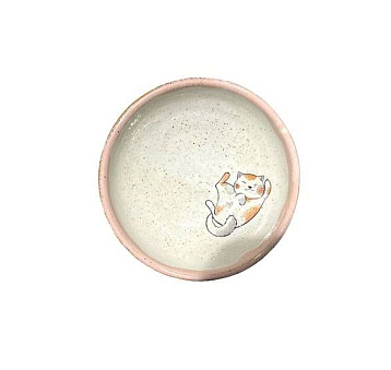 Пиала ручной работы «Котик трехцветный» керамика, 9 см, фото 1.