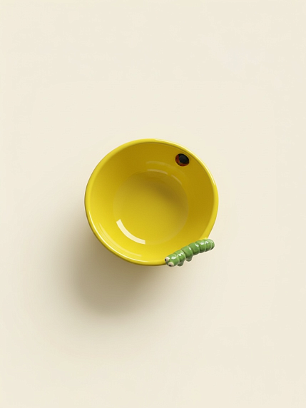 Глубокая тарелка ручной работы Emotion ceramics «Гусеница», желтая, керамика, 15 см, фото 3.