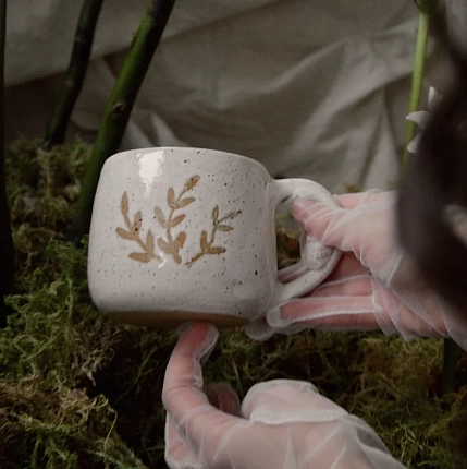 Кружка ручной работы Ловетанн керамика круглая «Веточки», керамика, 400 мл, фото 5.