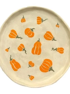 Тарелка ручной работы Малёма с росписью Тыквы, керамика, 18 см