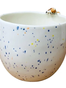 Пиала ручной работы Маковка «Котик ворует бутерброд», белая, 100 мл