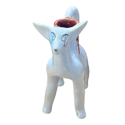 Подсвечник ручной работы в форме собаки, голубой, керамика, фото 2.