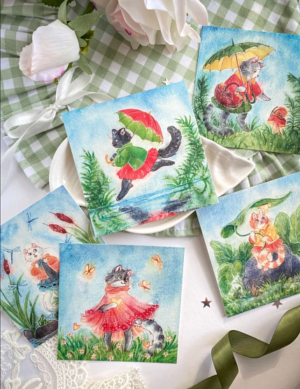 Открытка в ассортименте, котята, 11 х 11 см, фото 1.