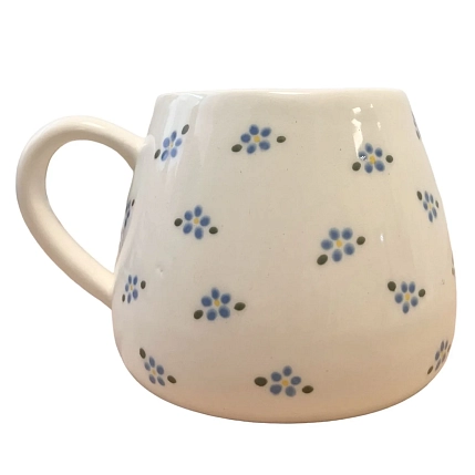 Кружка ручной работы Slowday Ceramics в голубой цветочек, полуфарфор, 250 мл, фото 1.