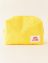 Косметичка ручной работы АМИ (Ami lé sac) «Moyen», жёлтая мелкая клетка