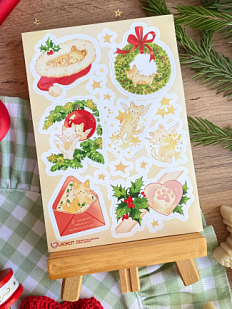 Стикерпак новогодний «Рождественские котята», А6