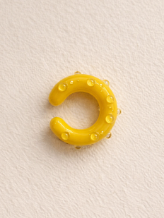 Кафф Лампджой глянцевый, стекло, желтый в горошек