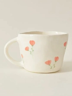 Чашка для чая ручной работы розовые цветы, керамика, 250 мл