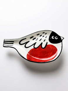 Тарелка ручной работы «Нарядный снегирь», полуфарфор, 19 см