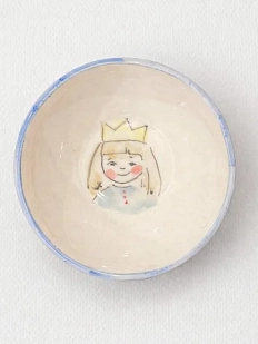 Пиала ручной работы НАДО ЖЕ с росписью «Девочка в короне», белая, керамика, 10 см