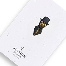 Брошь ручной работы Bulygin «Магритт», фарфор, чёрно-золотистая