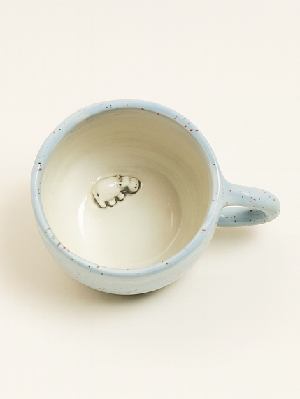 Кружка ручной работы с фигуркой внутри Бегемотик, голубая, керамика, 400мл, фото 1.