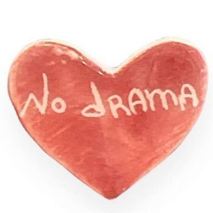 Брошь ручной работы сердечко No drama, розовая, керамика, фото 1.