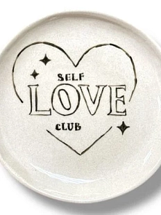 Тарелка ручной работы «Self-love club», керамика, 14 см