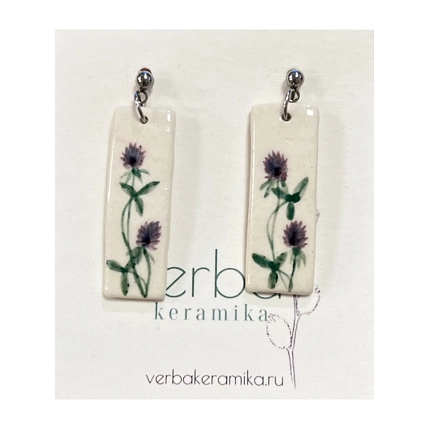 Серьги Верба керамика «Клевер», керамика, белые, фото 2.
